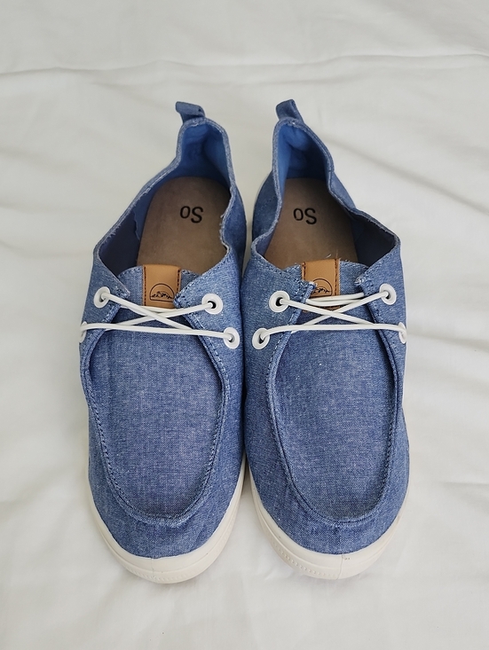 SO Shoes - SO Edenn Chambray Blue Moc Toe Slip On Sneakers NWOT Woman's 10